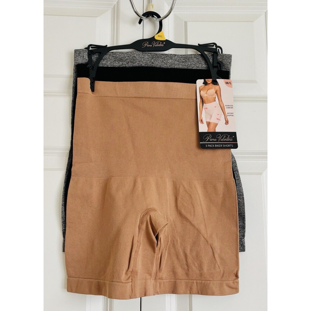 PRIMA VALENTINA WOMEN'S PANTIES UNDERWEAR 3 PACK BIKER SHORT SIZE M/L